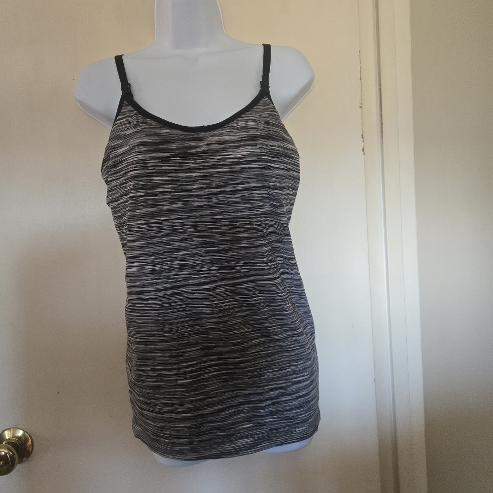 Black and Gray Striped Tank Top